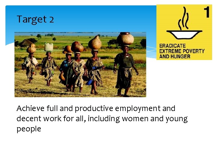 Target 2 Achieve full and productive employment and decent work for all, including women