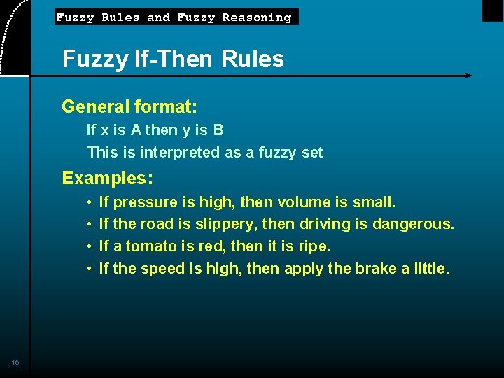 Fuzzy Rules and Fuzzy Reasoning Fuzzy If-Then Rules General format: If x is A