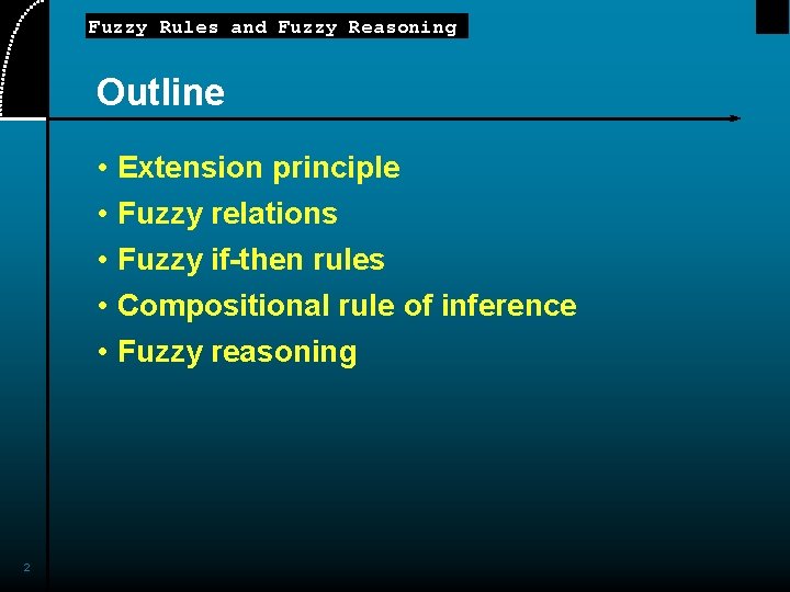 Fuzzy Rules and Fuzzy Reasoning Outline • Extension principle • Fuzzy relations • Fuzzy