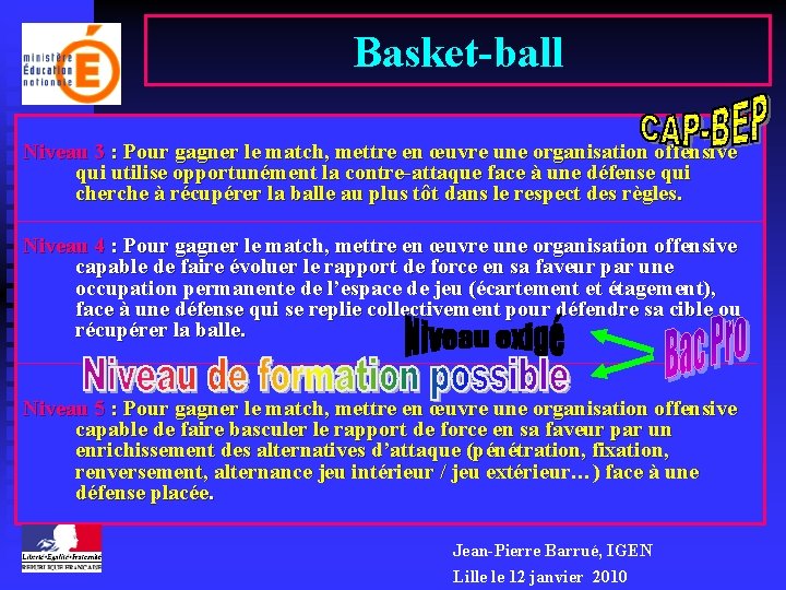 Basket-ball Niveau 3 : Pour gagner le match, mettre en œuvre une organisation offensive
