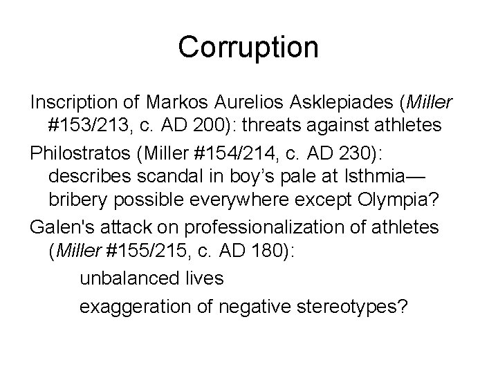 Corruption Inscription of Markos Aurelios Asklepiades (Miller #153/213, c. AD 200): threats against athletes