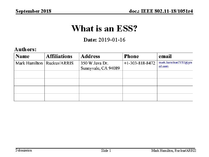 September 2018 doc. : IEEE 802. 11 -18/1051 r 4 What is an ESS?