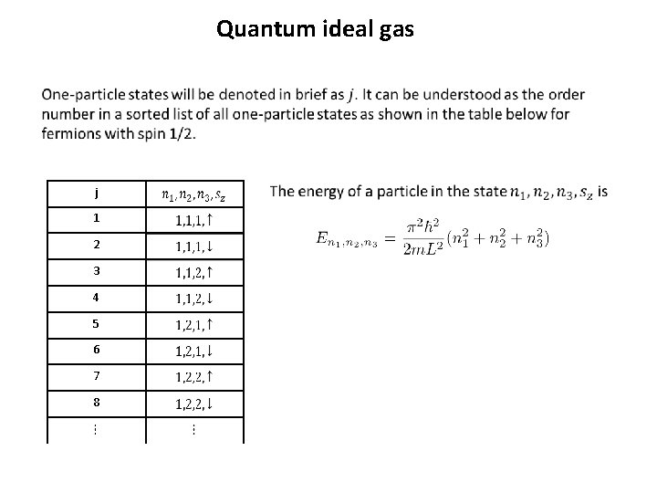 Quantum ideal gas j 1 2 3 4 5 6 7 8 