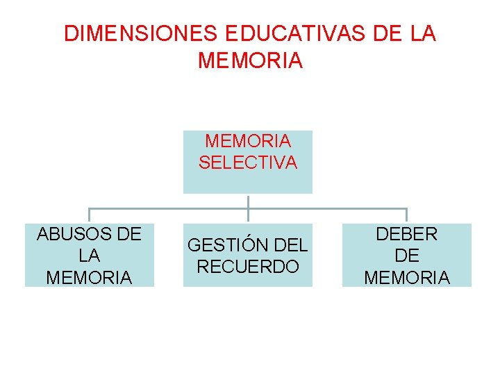 DIMENSIONES EDUCATIVAS DE LA MEMORIA SELECTIVA ABUSOS DE LA MEMORIA GESTIÓN DEL RECUERDO DEBER