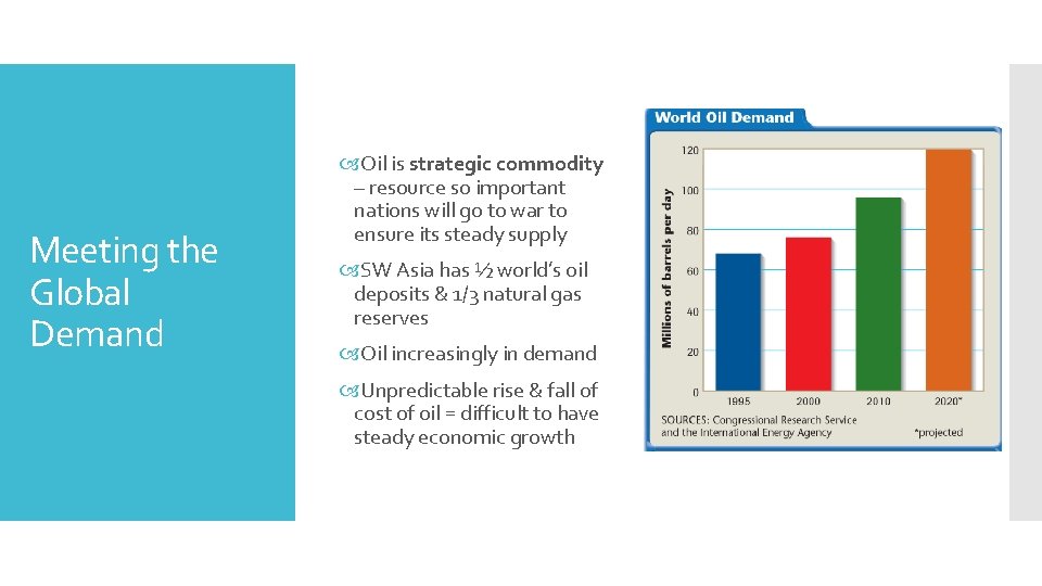 Meeting the Global Demand Oil is strategic commodity – resource so important nations will