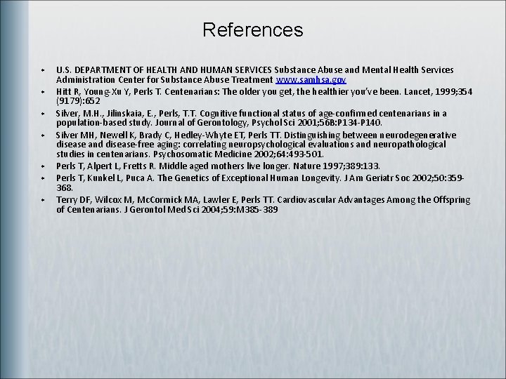 References w w w w U. S. DEPARTMENT OF HEALTH AND HUMAN SERVICES Substance