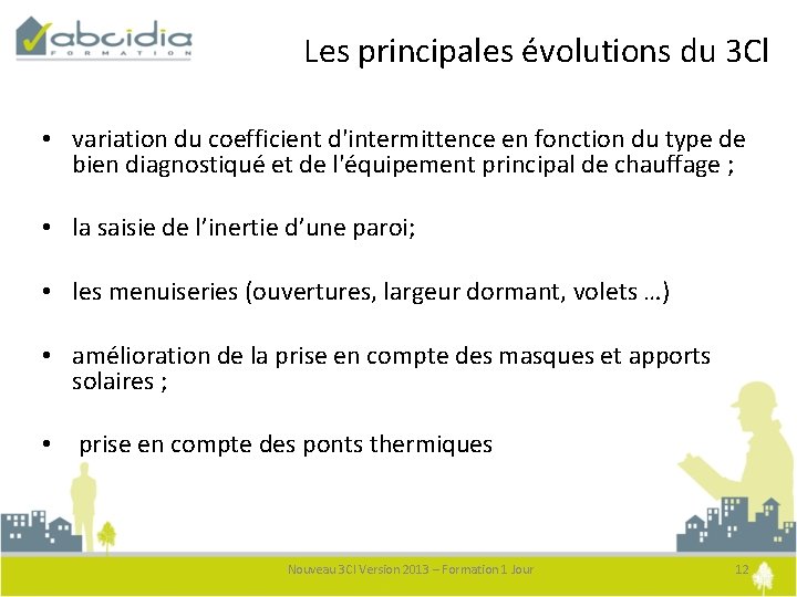 Les principales évolutions du 3 Cl • variation du coefficient d'intermittence en fonction du