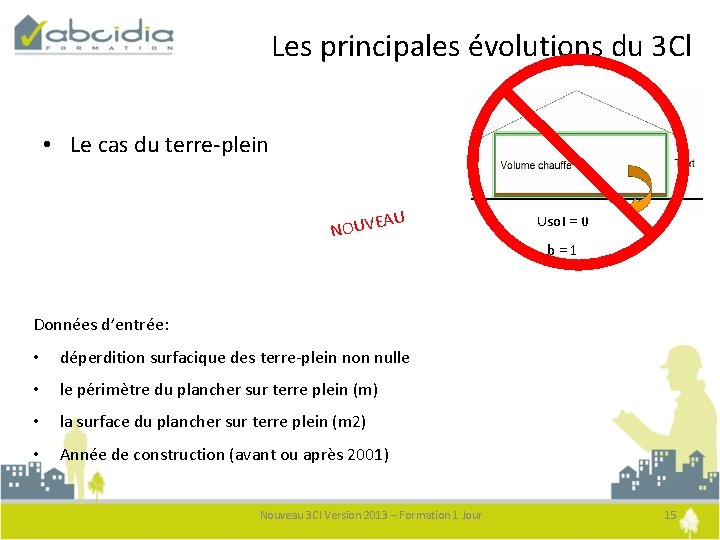 Les principales évolutions du 3 Cl • Le cas du terre-plein EAU V U