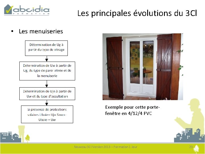 Les principales évolutions du 3 Cl • Les menuiseries Exemple pour cette portefenêtre en