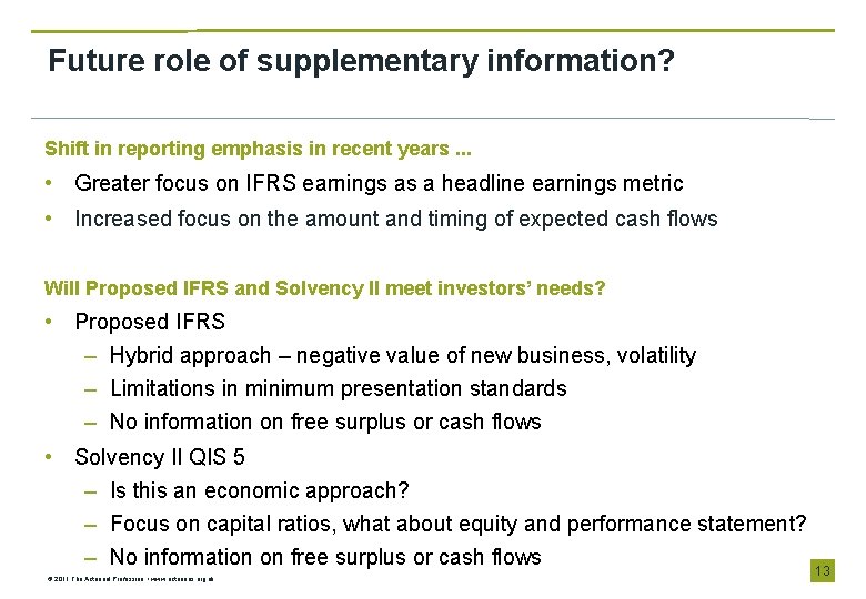 Future role of supplementary information? Shift in reporting emphasis in recent years. . .