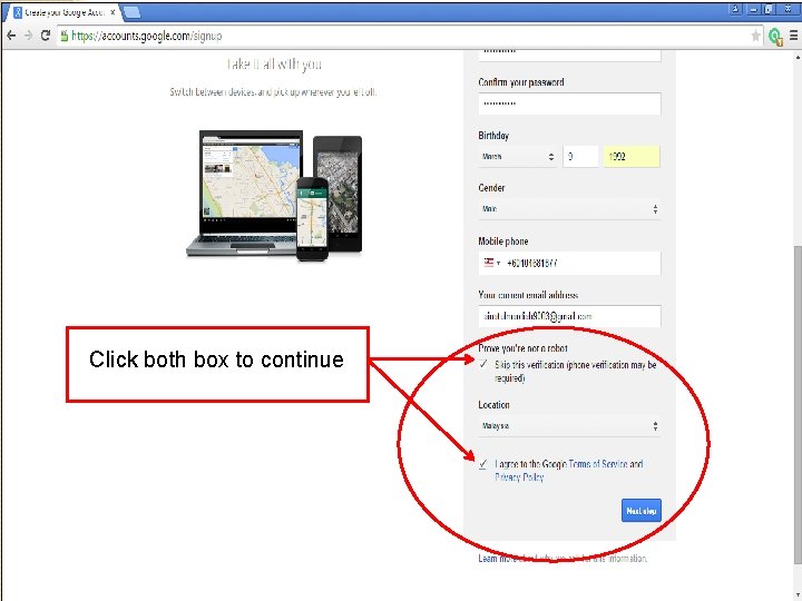 Click both box to continue 