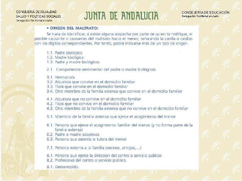 CONSEJERIA DE EDUCACIÓN Delegación Territorial en Jaén 