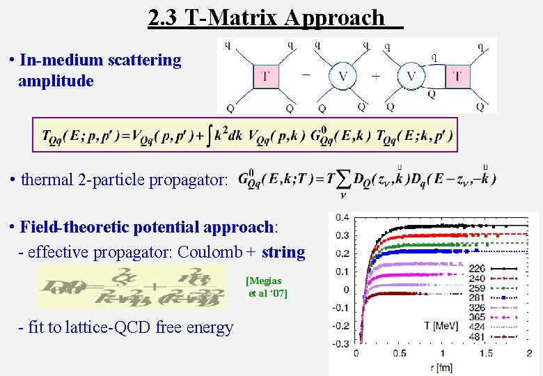 2. 3 T-Matrix Approach • In-medium scattering amplitude • thermal 2 -particle propagator: •