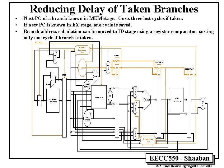  • • • Reducing Delay of Taken Branches Next PC of a branch