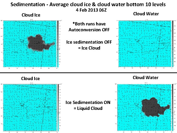 Sedimentation - Average cloud ice & cloud water bottom 10 levels Cloud Ice 4