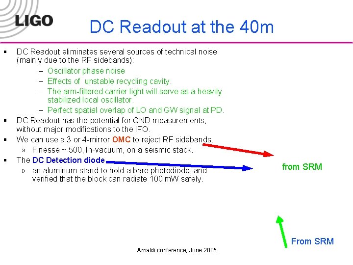 DC Readout at the 40 m § § DC Readout eliminates several sources of