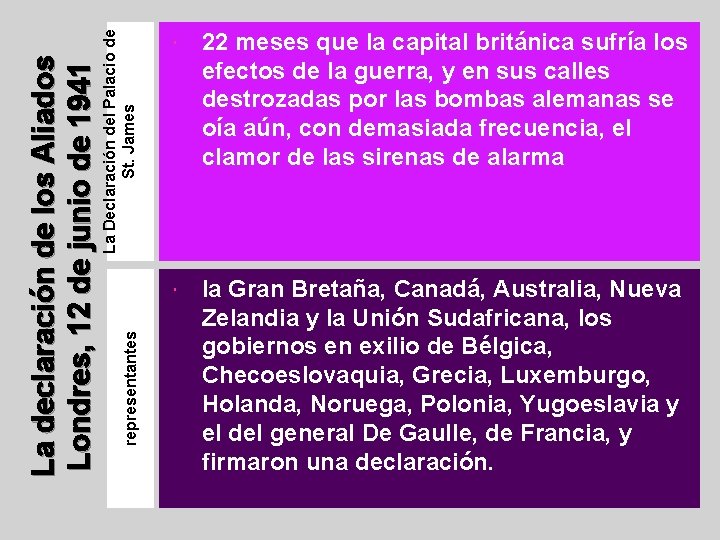 representantes La Declaración del Palacio de St. James La declaración de los Aliados Londres,