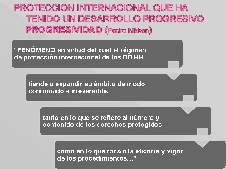 PROTECCION INTERNACIONAL QUE HA TENIDO UN DESARROLLO PROGRESIVIDAD (Pedro Nikken) “FENÓMENO en virtud del