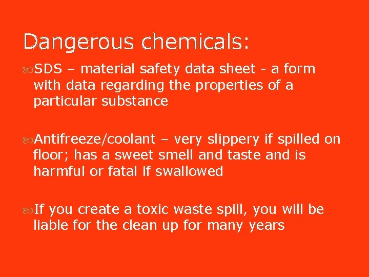 Dangerous chemicals: SDS – material safety data sheet - a form with data regarding Dangerous chemicals: SDS – material safety data sheet - a form with data regarding