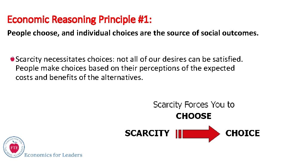 Economic Reasoning Principle #1: People choose, and individual choices are the source of social