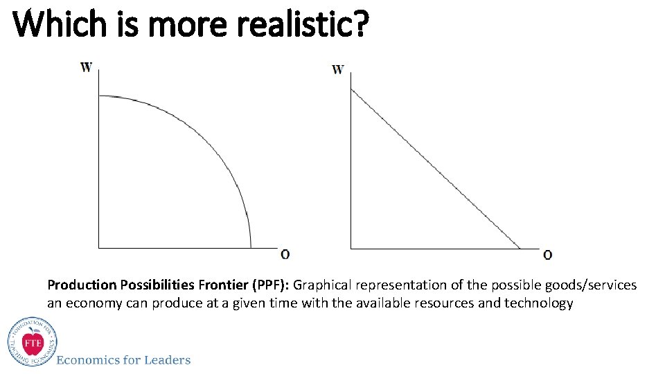 Which is more realistic? Production Possibilities Frontier (PPF): Graphical representation of the possible goods/services