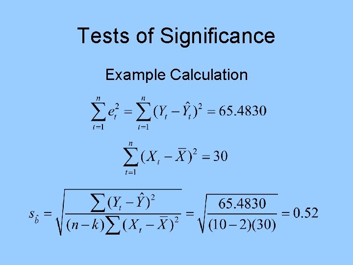 Tests of Significance Example Calculation 