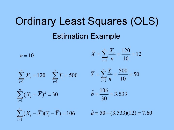 Ordinary Least Squares (OLS) Estimation Example 