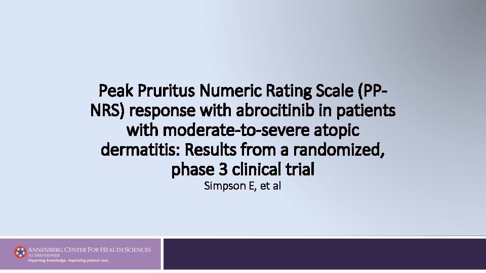 Peak Pruritus Numeric Rating Scale (PPNRS) response with abrocitinib in patients with moderate-to-severe atopic