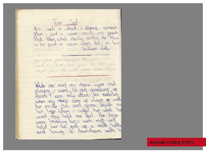 Journal writing 1980 s Journal writing 1980 s