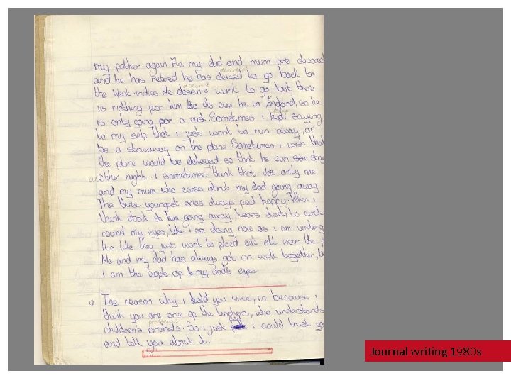 Journal writing 1980 s Journal writing 1980 s