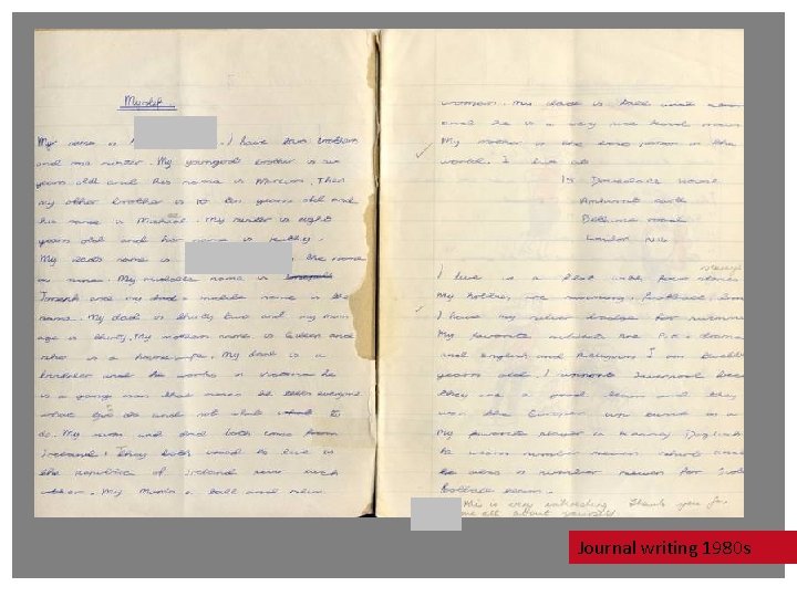 Journal writing 1980 s Journal writing 1980 s