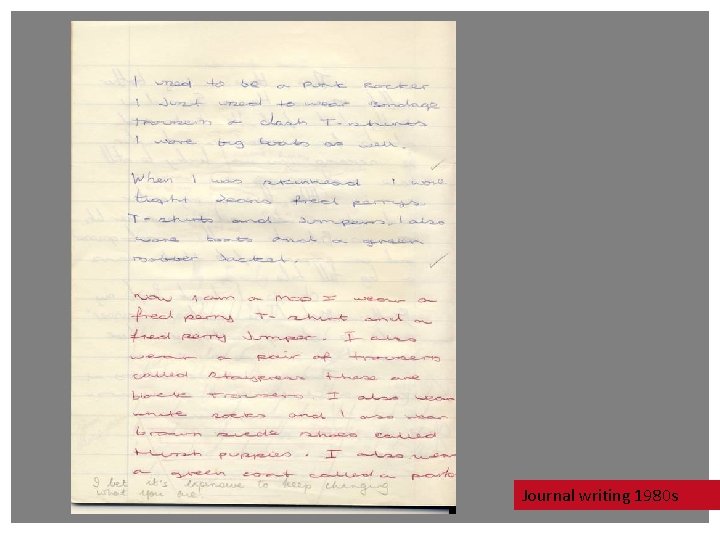 Journal writing 1980 s Journal writing 1980 s