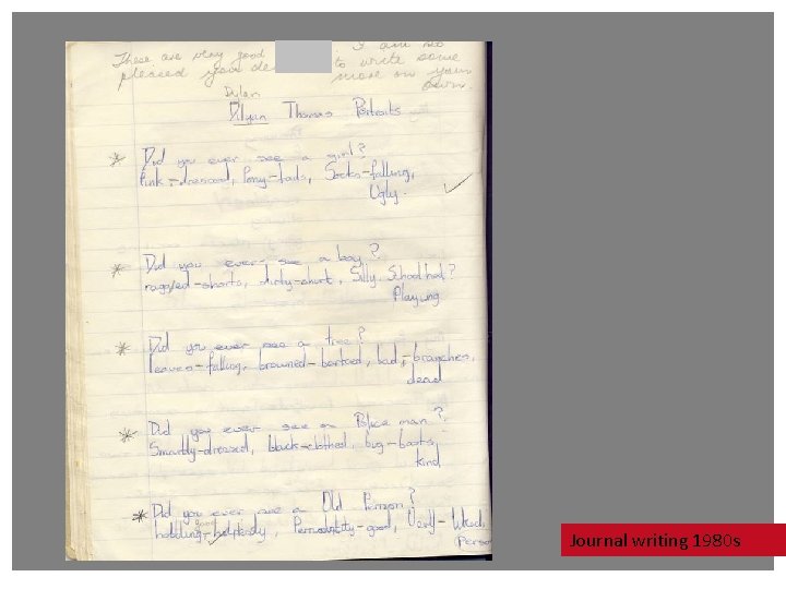 Journal writing 1980 s Journal writing 1980 s