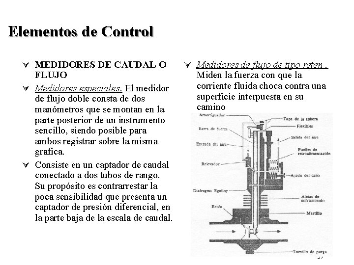 Elementos de Control Ú MEDIDORES DE CAUDAL O FLUJO Ú Medidores especiales. El medidor