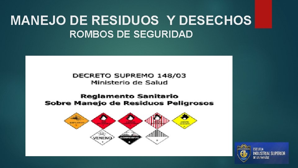 MANEJO DE RESIDUOS Y DESECHOS ROMBOS DE SEGURIDAD 