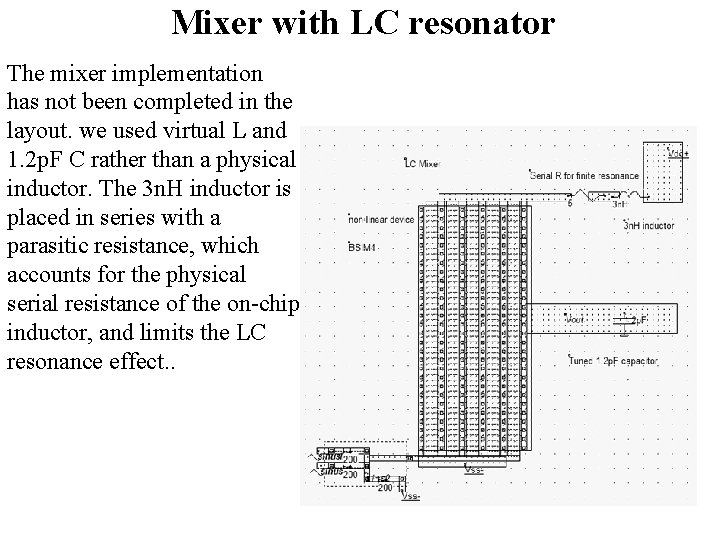 Mixer with LC resonator The mixer implementation has not been completed in the layout.