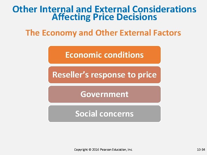 Other Internal and External Considerations Affecting Price Decisions The Economy and Other External Factors