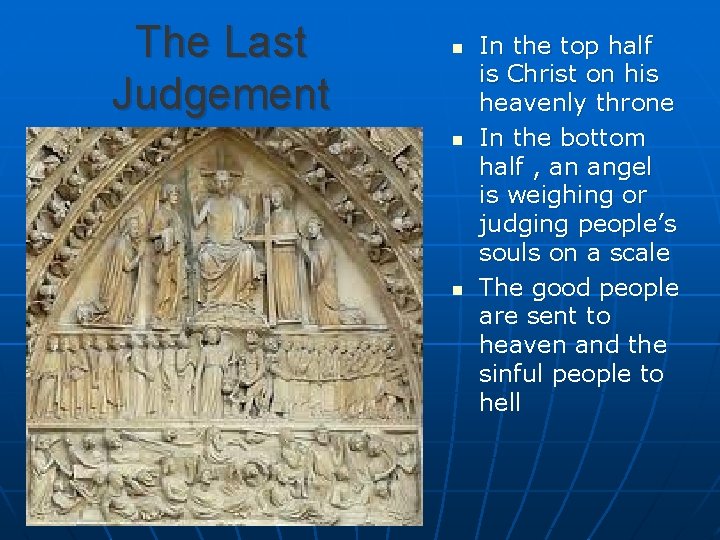 The Last Judgement n n n In the top half is Christ on his