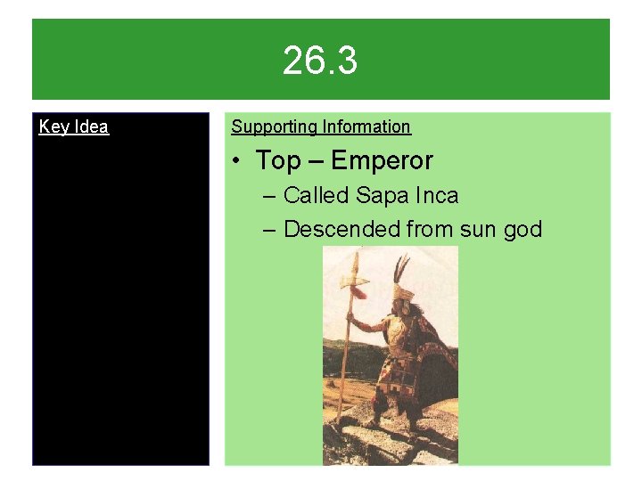26. 3 Key Idea Supporting Information • Top – Emperor – Called Sapa Inca