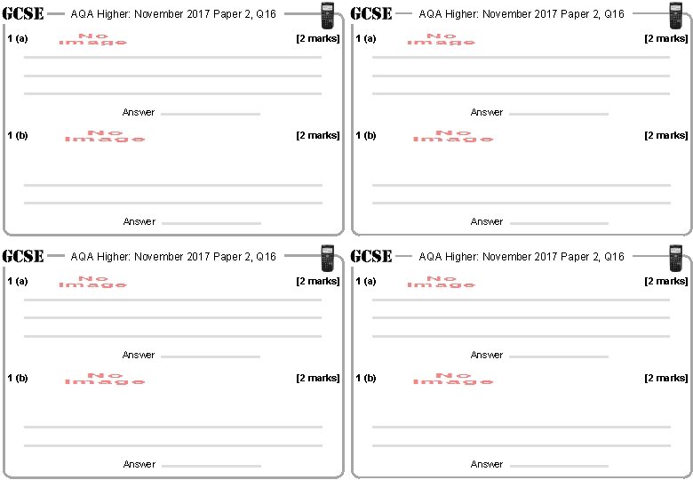 AQA Higher: November 2017 Paper 2, Q 16 1 (a) AQA Higher: November 2017