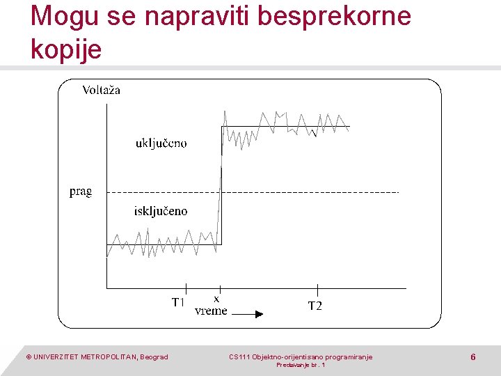 Mogu se napraviti besprekorne kopije © UNIVERZITET METROPOLITAN, Beograd CS 111 Objektno-orijentisano programiranje Predavanje