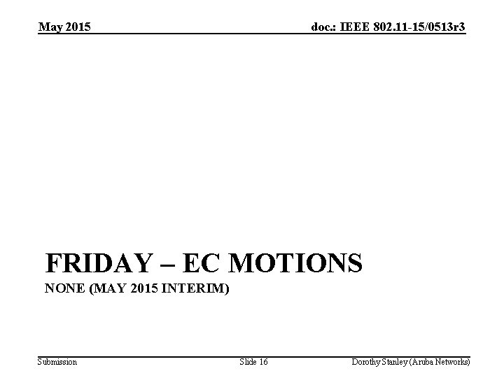 May 2015 doc. : IEEE 802. 11 -15/0513 r 3 FRIDAY – EC MOTIONS