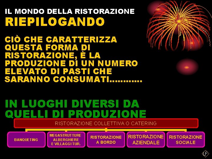 IL MONDO DELLA RISTORAZIONE RIEPILOGANDO CIÒ CHE CARATTERIZZA QUESTA FORMA DI RISTORAZIONE, È LA