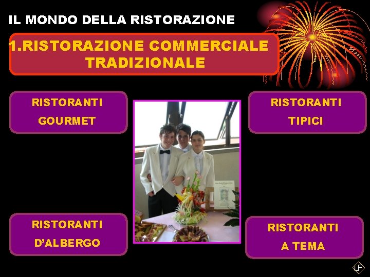 IL MONDO DELLA RISTORAZIONE 1. RISTORAZIONE COMMERCIALE TRADIZIONALE RISTORANTI GOURMET TIPICI RISTORANTI D’ALBERGO A