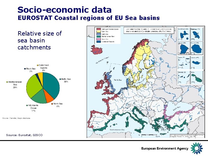 Socio-economic data EUROSTAT Coastal regions of EU Sea basins Relative size of sea basin