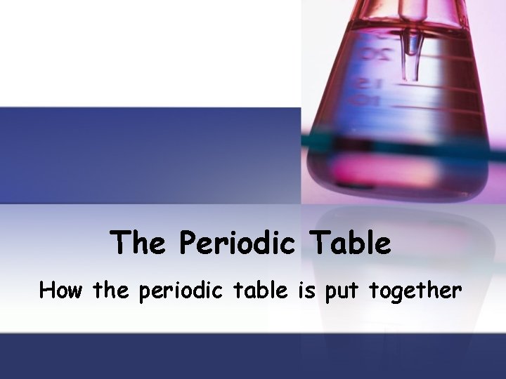 The Periodic Table How the periodic table is put together 