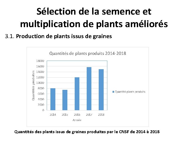Sélection de la semence et multiplication de plants améliorés 3. 1. Production de plants