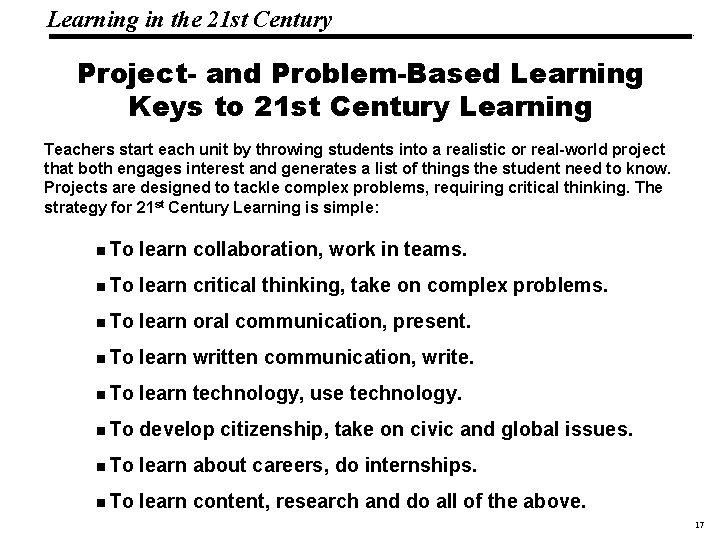 Learning in the 21 st Century 19 1083 _Macros Project- and Problem-Based Learning Keys