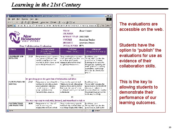 Learning in the 21 st Century 19 1083 _Macros The evaluations are accessible on