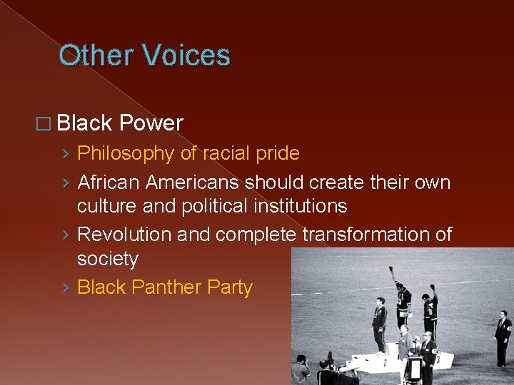 Other Voices � Black Power › Philosophy of racial pride › African Americans should